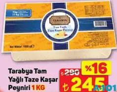 TARABYA TAM YAĞLI TAZE KAŞAR PEYNİRİ 1 KG TARABYA TAM YAĞLI TAZE KAŞAR PEYNİRİ 1 KG